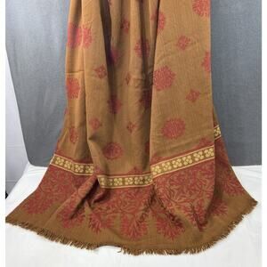 ANICHINI Merino Wool Red Gold Damask Afghan Throw Blanket Made In Italy 60 X 102